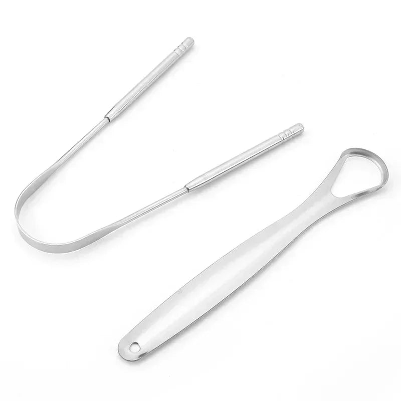 Non-Slip Handle Tongue Scraper Portable Single Layer Tongue Scraper Reusable Stainless Steel Oral Mouth Brush Case Tongue Clean