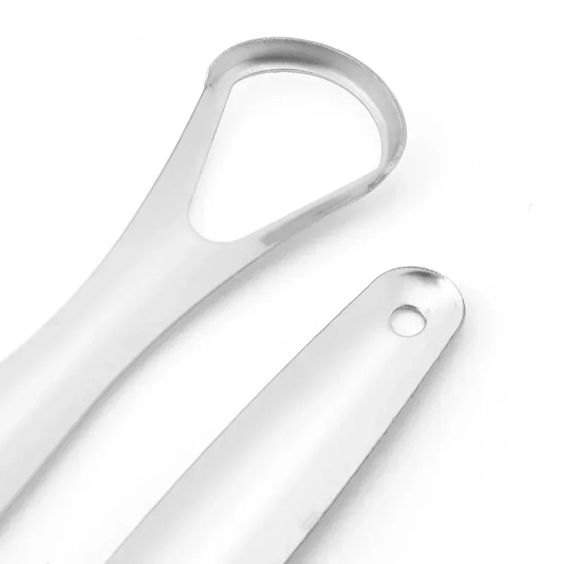 Non-Slip Handle Tongue Scraper Portable Single Layer Tongue Scraper Reusable Stainless Steel Oral Mouth Brush Case Tongue Clean