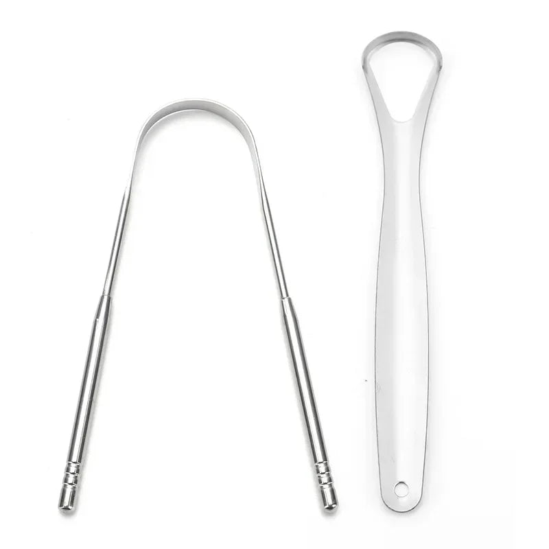 Non-Slip Handle Tongue Scraper Portable Single Layer Tongue Scraper Reusable Stainless Steel Oral Mouth Brush Case Tongue Clean
